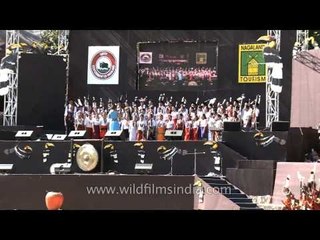 Opening ceremony choir song at the Hornbill festival, Nagaland
