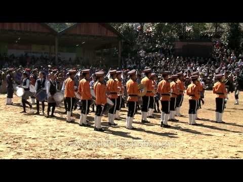 Nagaland pipers performing at the Hornbill festival opening ceremony 2012