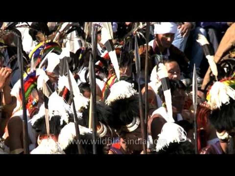 Warriors of the Naga tribes seen at the Hornbill festival, Nagaland