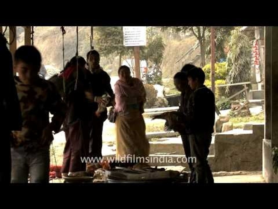 Fish section at a market shed in Senapati town, Manipur
