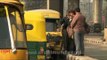 Auto-rickshaws line up outside Govindpuri metro station, Delhi