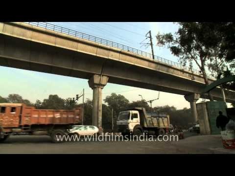 Metro train entering Govindpuri Metro Station