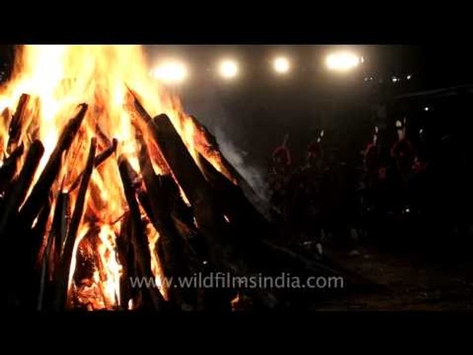 Tribal chants and merry go round at bonfire night - Hornbill festival, Kohima
