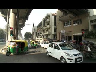 Traffic near the Kailash colony metro station