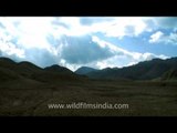 Dzukou Valley in a time lapse of clouds moving over the mountains