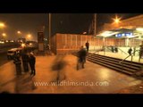 Time lapse of evening commuters at gate no. 4 of AIIMS metro station