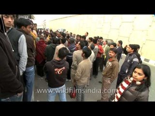 People protest against rape near the Munirka bus stop