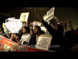 People shouting slogans demanding justice for gang rape victim, Safdarjung