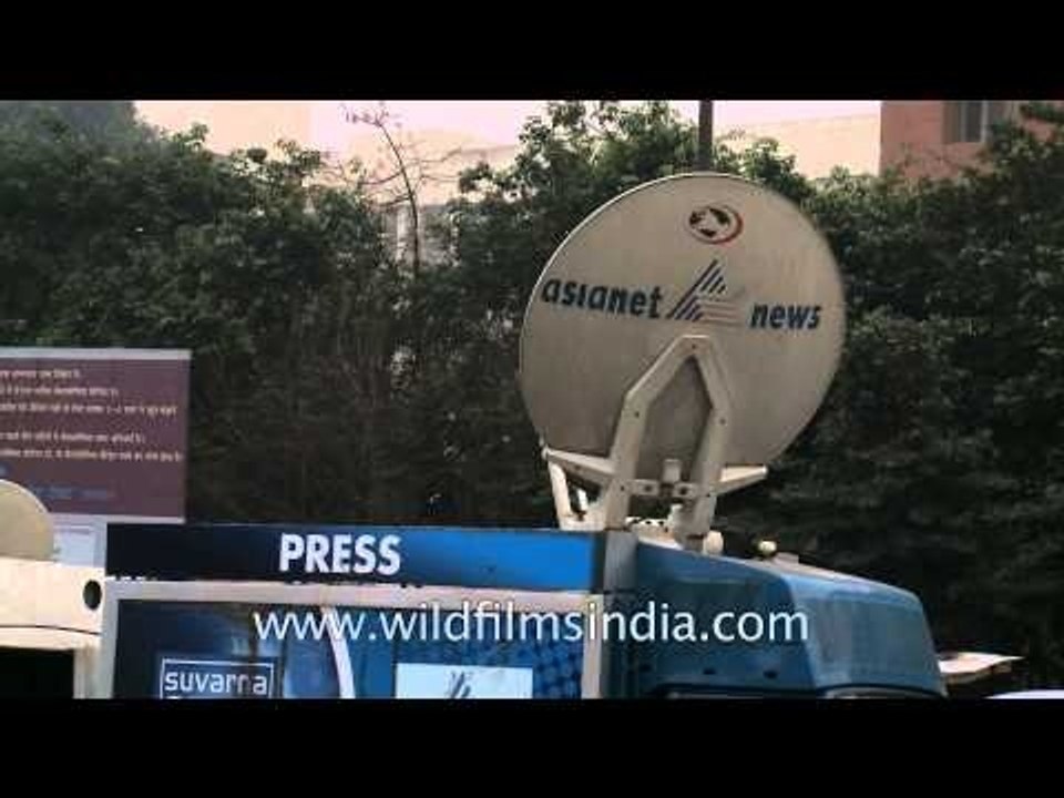 TV OB vans at Safdarjung