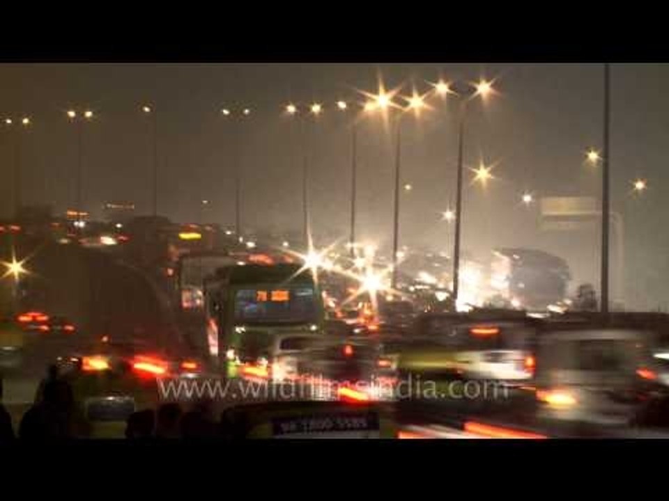 Time lapse of traffic in quick motion near South Delhi