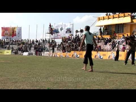 Gymnastic flipping by women - rural olympics