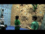 School with rock-climbing wall in India