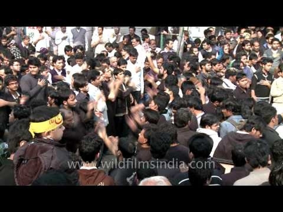 Devout Muslims observing Muharram at Kashamere gate, Delhi
