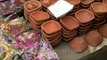 Variety of clay diyas on sale during Diwali, Delhi