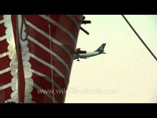 Fireworks and Aeroplane in the sky on Dussehra, Delhi