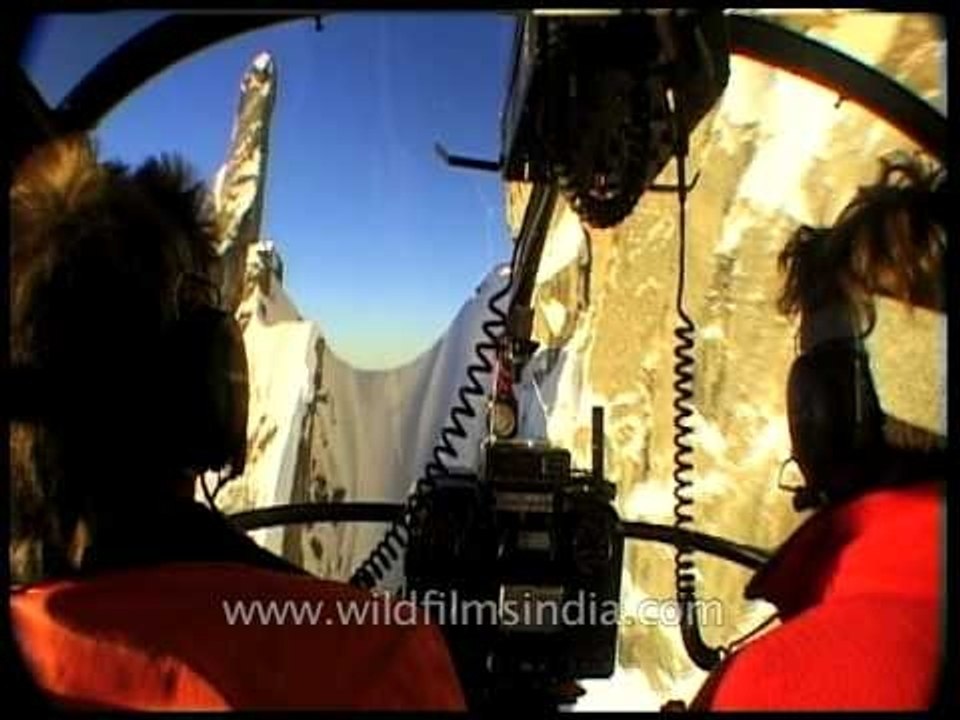 View the Himalayas over from Helicopter cockpit
