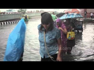 Water logged streets give Delhiites a hard time and a funny walk!