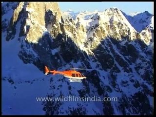 Bell 407 chopper cuts through the cold morning air...