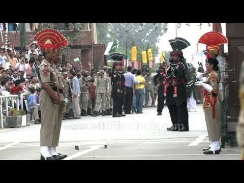Pakistan-India flag down ceremony at Wagah Border! very funny!