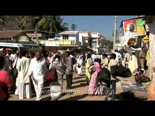 Sharavanbelagola town hustling with pilgrims from all over the world