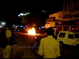Car catches fire on a Delhi road