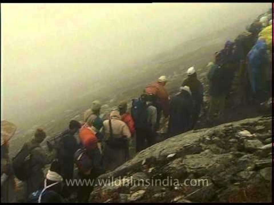 Devotees on the tough trekking route to Nanda Devi Raj Jat