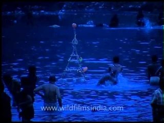 Devotees taking holy dip in River Pampa
