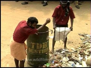 Volunteers clean the place under police supervision, Sabarimala