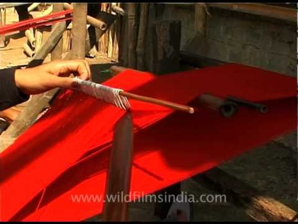 Lotha Naga wrap-around skirt being weaved