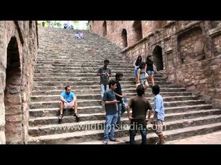 Young visitors at the ancient Agrasen ki baoli!