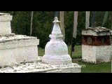 Devotional stupa and prayer flags, Bhutan