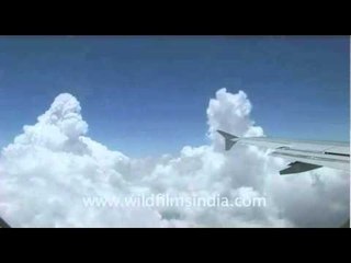 Peaceful flight among the clouds, from Delhi to Kathmandu..