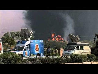 Black smoke fills the sky in Jaipur
