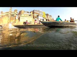 Amidst the holy river of Varanasi...