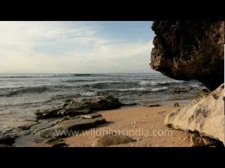 Waves and surf rolling onto a Sri Lankan beach