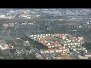 Bangkok seen aerially and landing at Suvarnabhumi