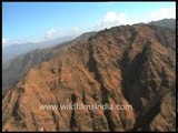 View of hills before Manali, as seen aerially