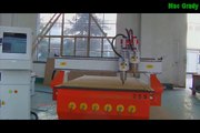 Dual heads pneumatic auto tool change cnc rouer machine,MDF engraving cutting working video