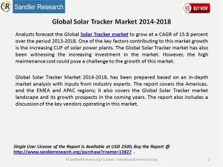 Global Solar Tracker Market 2014-2018
