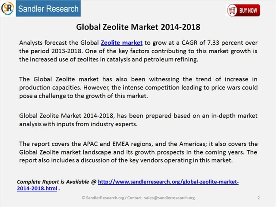 Global Zeolite Market 2014-2018