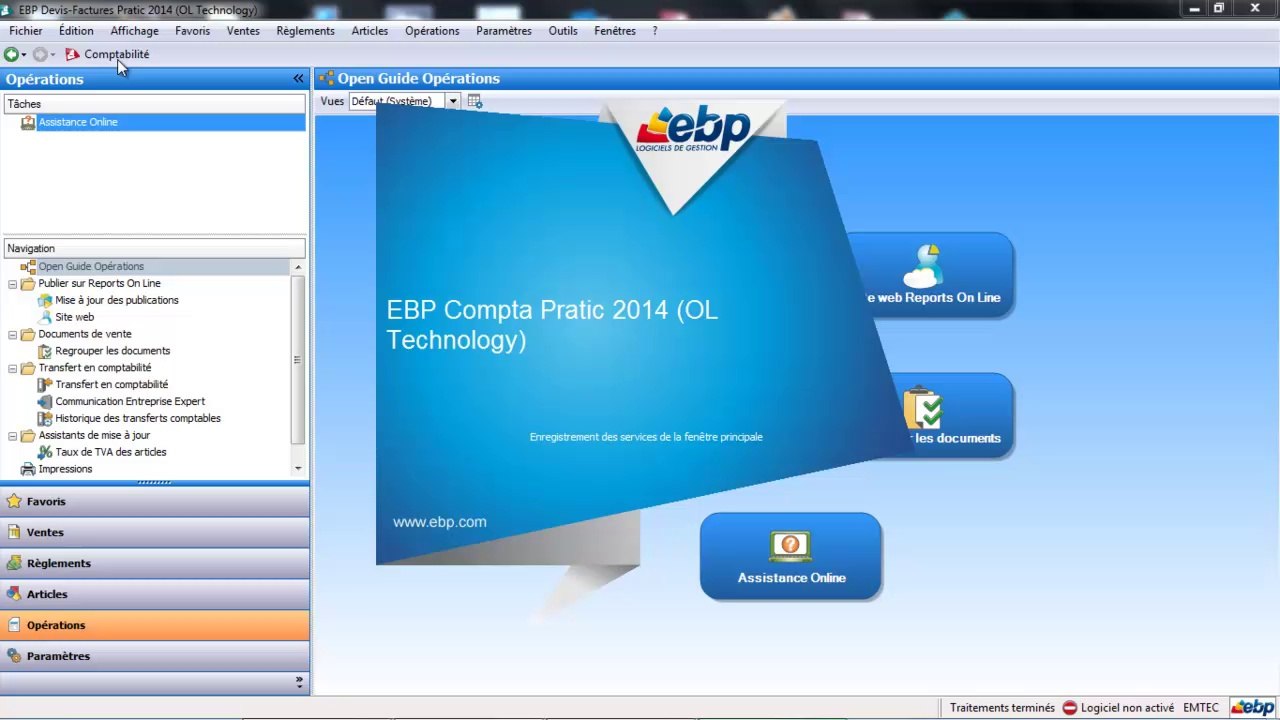 EBP FActuration Pratic 2014 : le transfert comptable