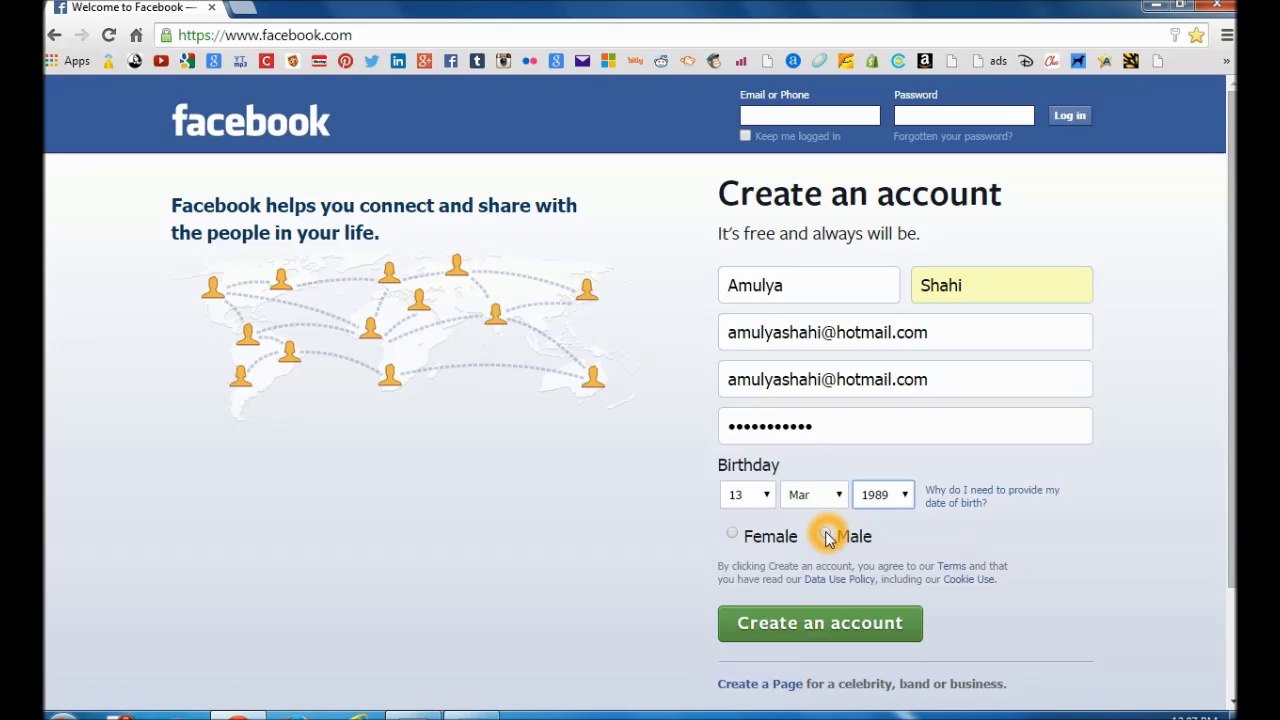 How to create Facebook account (OCT-12-2014)