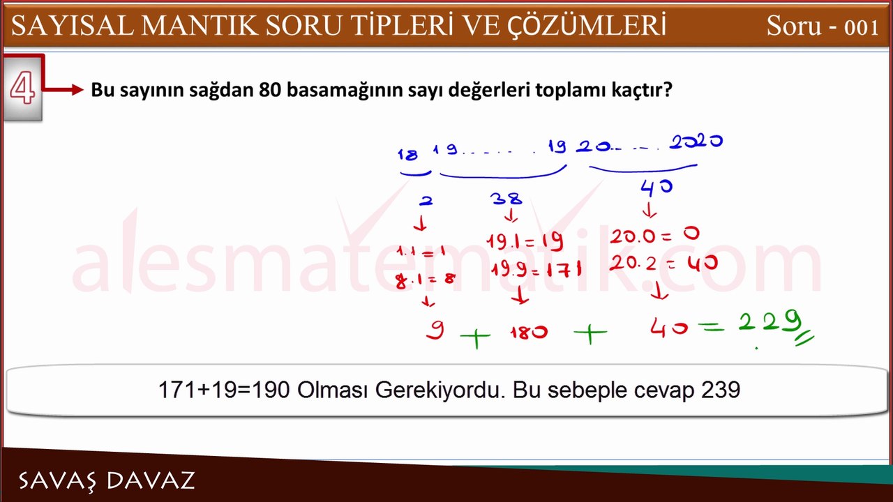 Savaş Davaz Sayısal Mantık Sayısal Yetenek Soruları - 1