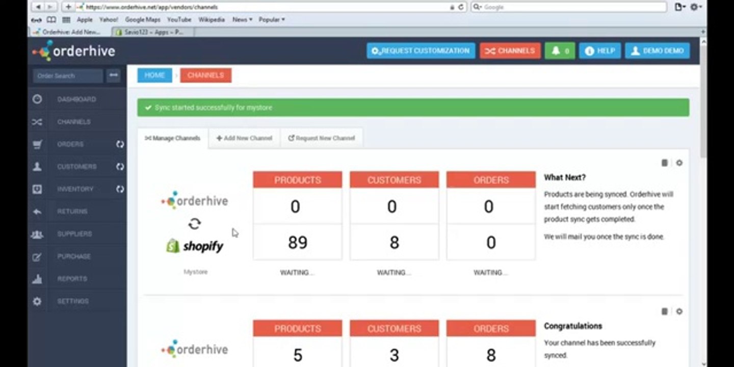 Add Shopify Channel in Orederhive Software