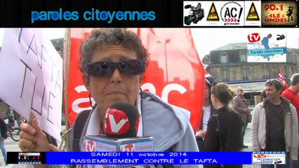 TélévisionBordeaux33 Place de la vistoire Manif contre le TAFTA Samedi 11 octobre 2014