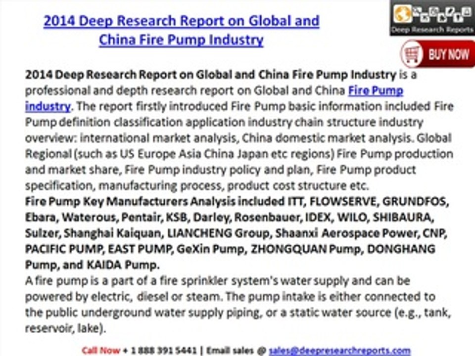 2014 Deep Research Report on Global and China Fire Pump Industry
