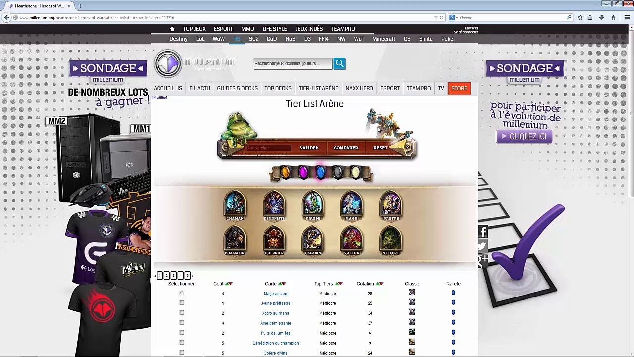 Présentation de l'outil Tier-List de Millenium