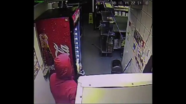 Heartstopping CCTV footage shows pizza store armed robbery