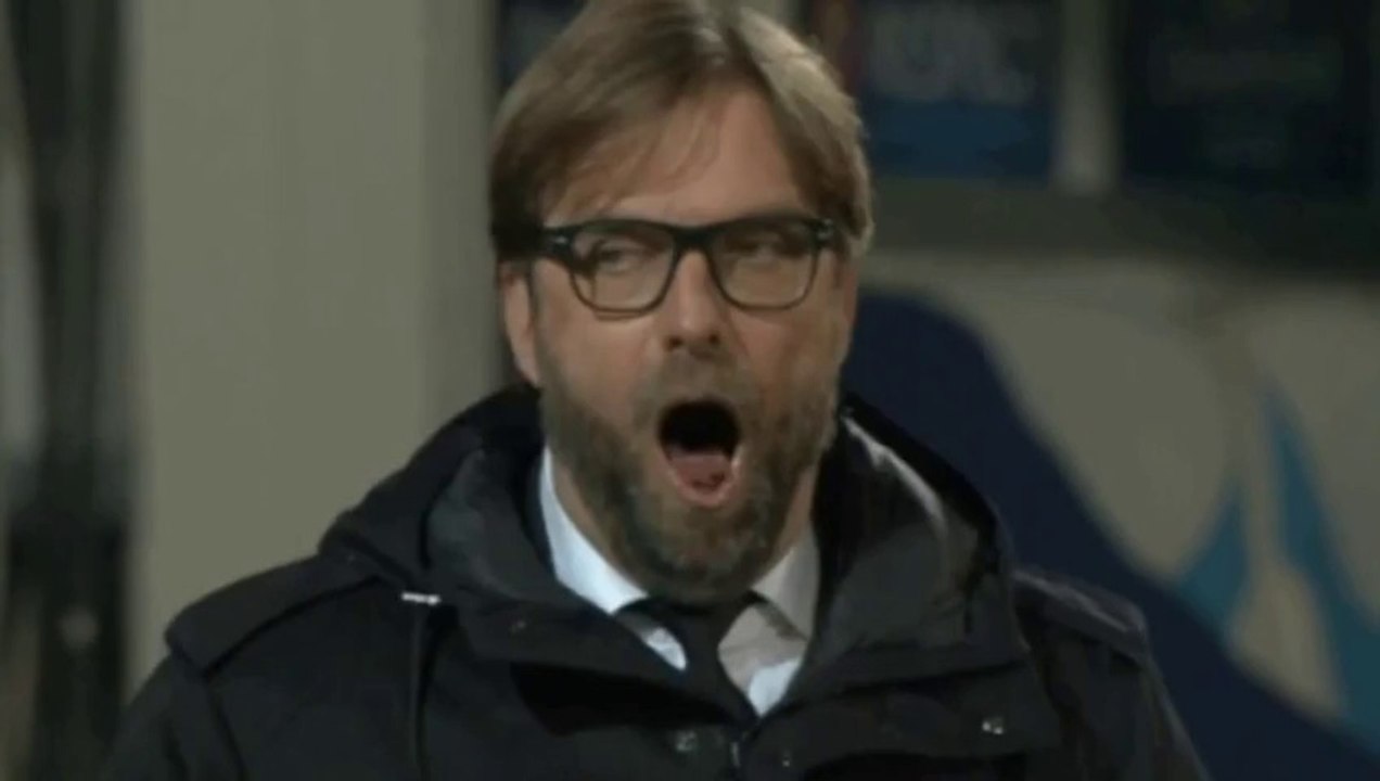 Jurgen Klopp looks bored during Marseille vs Dortmund 2013