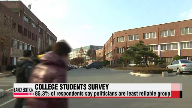 85.3% of Korean university students think politicians are most unreliable group in country